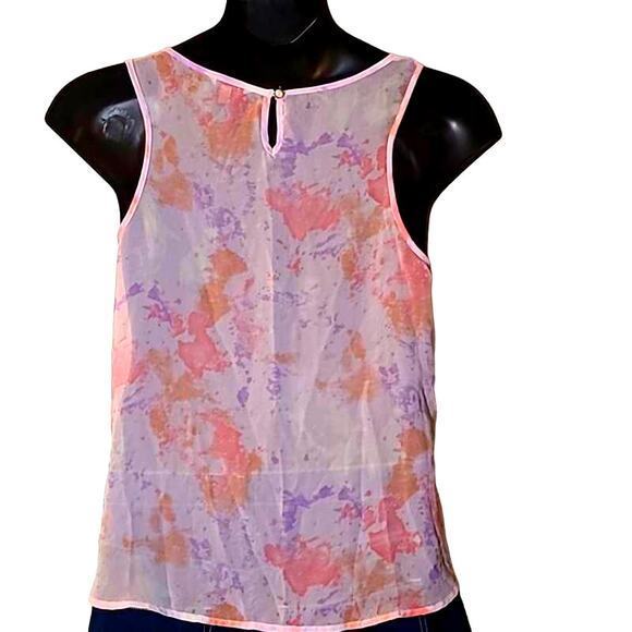 I Love H81 Women's Sleeveless Floral Blouse - Size Large Flowy Sheer Top - Picture 6 of 8